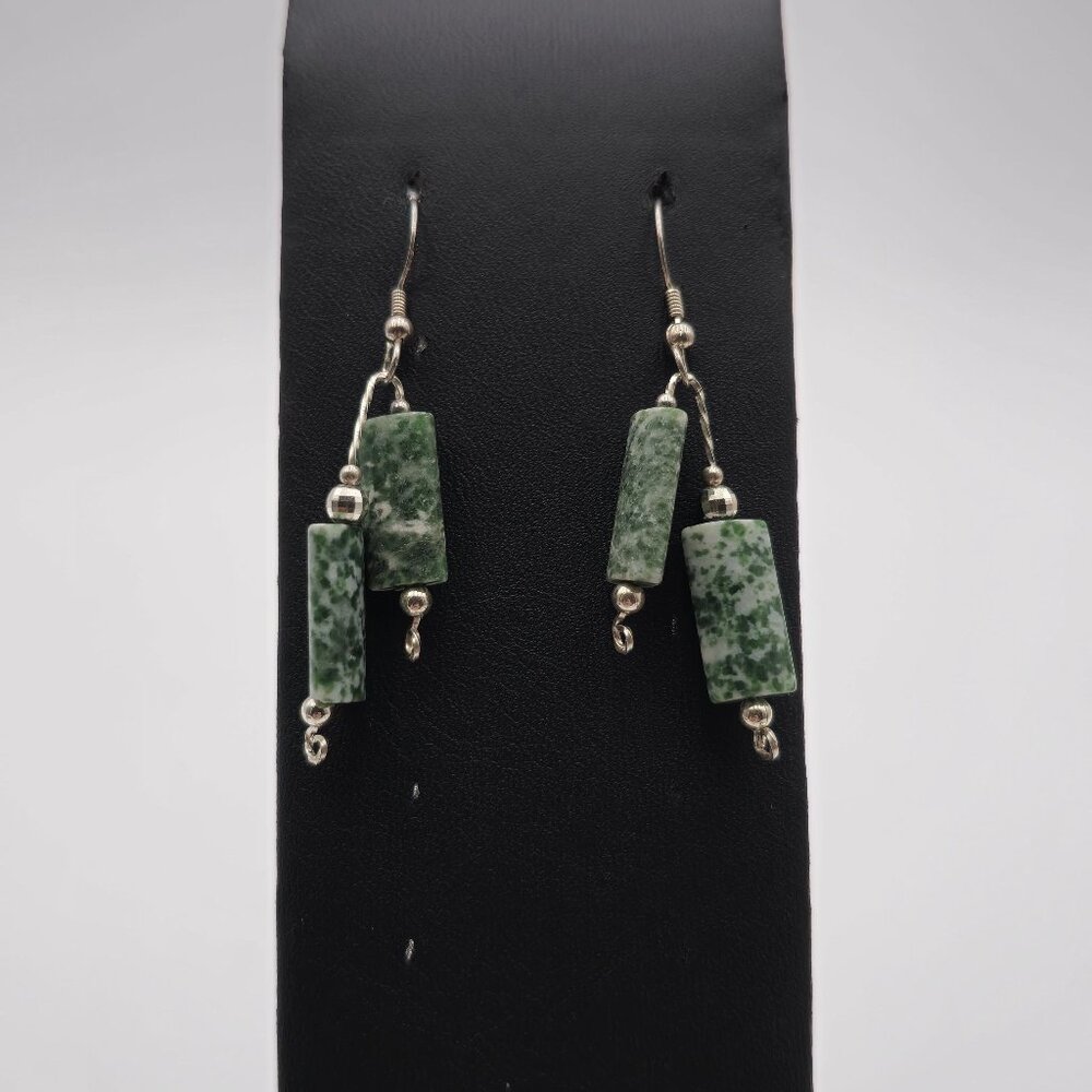 Sterling Silver Dioptase Stone Handmade Earrings A2795